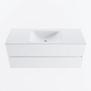 MONDIAZ VICA 120cm badmeubel onderkast Talc 2 lades. Wastafel CLOUD midden 1 kraangat, kleur Talc.