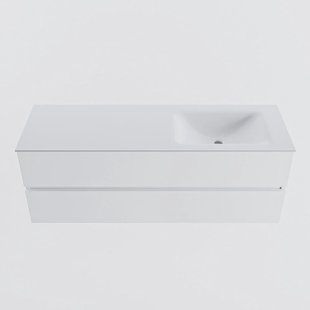 MONDIAZ VICA 140cm badmeubel onderkast Talc 2 lades. Wastafel CLOUD rechts 1 kraangat, kleur Talc.