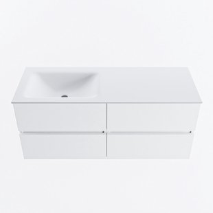 MONDIAZ VICA 120cm badmeubel onderkast Talc 4 lades. Wastafel CLOUD links 1 kraangat, kleur Talc.