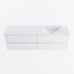 MONDIAZ VICA 160cm badmeubel onderkast Talc 4 lades. Wastafel CLOUD rechts 1 kraangat, kleur Talc.