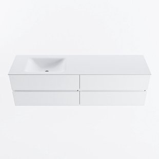 MONDIAZ VICA 170cm badmeubel onderkast Talc 4 lades. Wastafel CLOUD links 1 kraangat, kleur Talc.
