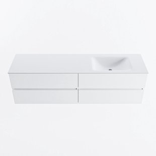 MONDIAZ VICA 170cm badmeubel onderkast Talc 4 lades. Wastafel CLOUD rechts zonder kraangat, kleur Talc.