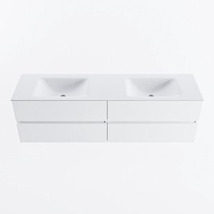 MONDIAZ VICA 170cm badmeubel onderkast Talc 4 lades. Wastafel CLOUD dubbel zonder kraangat, kleur Talc.