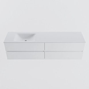 MONDIAZ VICA 180cm badmeubel onderkast Talc 4 lades. Wastafel CLOUD links 1 kraangat, kleur Talc.