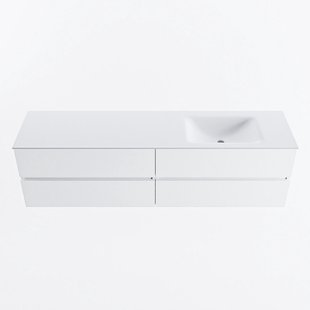 MONDIAZ VICA 180cm badmeubel onderkast Talc 4 lades. Wastafel CLOUD rechts 1 kraangat, kleur Talc.