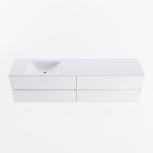 MONDIAZ VICA 190cm badmeubel onderkast Talc 4 lades. Wastafel CLOUD links 1 kraangat, kleur Talc.