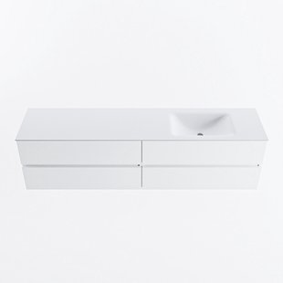 MONDIAZ VICA 190cm badmeubel onderkast Talc 4 lades. Wastafel CLOUD rechts zonder kraangat, kleur Talc.