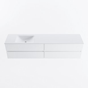 MONDIAZ VICA 200cm badmeubel onderkast Talc 4 lades. Wastafel CLOUD links 1 kraangat, kleur Talc.