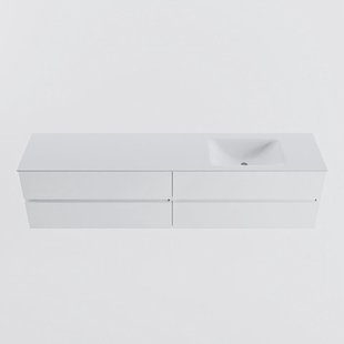 MONDIAZ VICA 200cm badmeubel onderkast Talc 4 lades. Wastafel CLOUD rechts 1 kraangat, kleur Talc.