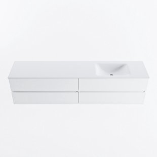 MONDIAZ VICA 200cm badmeubel onderkast Talc 4 lades. Wastafel CLOUD rechts zonder kraangat, kleur Talc.