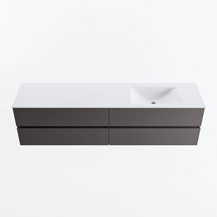 MONDIAZ VICA 190cm badmeubel onderkast Dark Grey 4 lades. Wastafel CLOUD rechts zonder kraangat, kleur Talc.