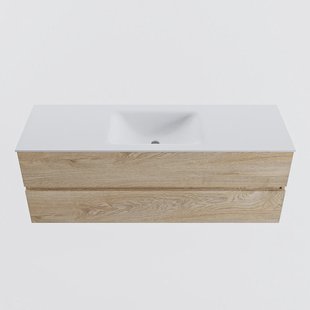 MONDIAZ VICA 140cm badmeubel onderkast Washed Oak 2 lades. Wastafel CLOUD midden zonder kraangat, kleur Talc. MONDIAZ VICA 140cm badmeubel onderkast Washed Oak 2 lades. Wastafel CLOUD midden zonder kraangat, kleur Talc.