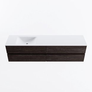 MONDIAZ VICA 190cm badmeubel onderkast Dark Brown 4 lades. Wastafel CLOUD links 1 kraangat, kleur Talc.