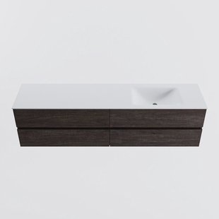MONDIAZ VICA 190cm badmeubel onderkast Dark Brown 4 lades. Wastafel CLOUD rechts 1 kraangat, kleur Talc.