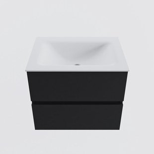 MONDIAZ VICA 60cm badmeubel onderkast Urban 2 lades. Wastafel CLOUD midden 1 kraangat, kleur Talc.