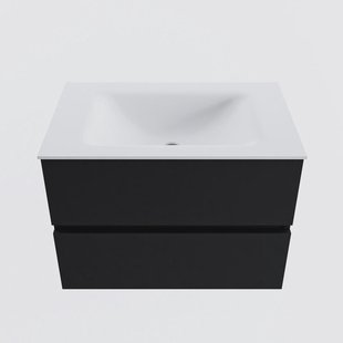 MONDIAZ VICA 70cm badmeubel onderkast Urban 2 lades. Wastafel CLOUD midden 1 kraangat, kleur Talc.