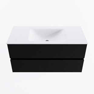 MONDIAZ VICA 100cm badmeubel onderkast Urban 2 lades. Wastafel CLOUD midden 1 kraangat, kleur Talc.