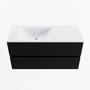 MONDIAZ VICA 100cm badmeubel onderkast Urban 2 lades. Wastafel CLOUD links 1 kraangat, kleur Talc.