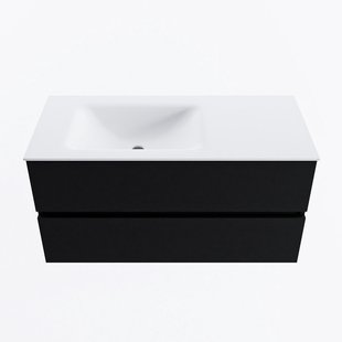 MONDIAZ VICA 100cm badmeubel onderkast Urban 2 lades. Wastafel CLOUD links zonder kraangat, kleur Talc.