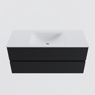 MONDIAZ VICA 110cm badmeubel onderkast Urban 2 lades. Wastafel CLOUD midden 1 kraangat, kleur Talc.