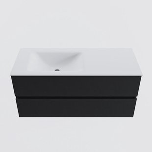 MONDIAZ VICA 110cm badmeubel onderkast Urban 2 lades. Wastafel CLOUD links 1 kraangat, kleur Talc.