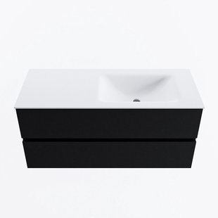 MONDIAZ VICA 110cm badmeubel onderkast Urban 2 lades. Wastafel CLOUD rechts 1 kraangat, kleur Talc.