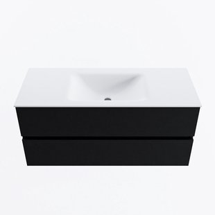 MONDIAZ VICA 110cm badmeubel onderkast Urban 2 lades. Wastafel CLOUD midden zonder kraangat, kleur Talc.