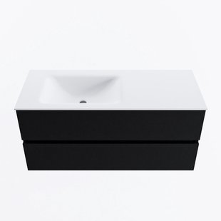 MONDIAZ VICA 110cm badmeubel onderkast Urban 2 lades. Wastafel CLOUD links zonder kraangat, kleur Talc.