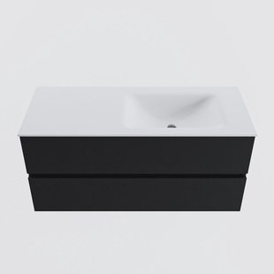 MONDIAZ VICA 110cm badmeubel onderkast Urban 2 lades. Wastafel CLOUD rechts zonder kraangat, kleur Talc.