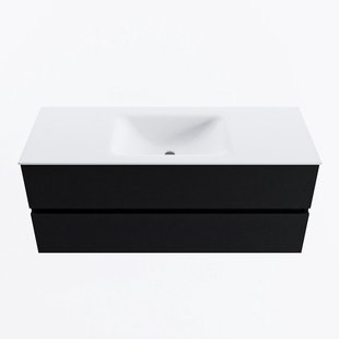 MONDIAZ VICA 120cm badmeubel onderkast Urban 2 lades. Wastafel CLOUD midden 1 kraangat, kleur Talc.