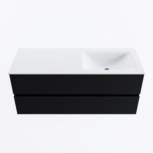 MONDIAZ VICA 120cm badmeubel onderkast Urban 2 lades. Wastafel CLOUD rechts 1 kraangat, kleur Talc.