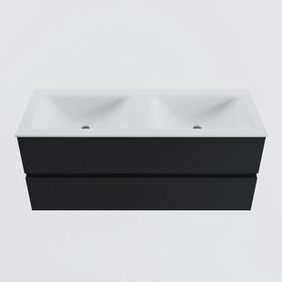 MONDIAZ VICA 120cm badmeubel onderkast Urban 2 lades. Wastafel CLOUD dubbel 2 kraangaten, kleur Talc.