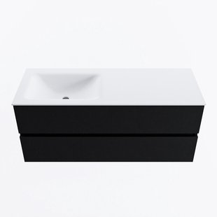 MONDIAZ VICA 120cm badmeubel onderkast Urban 2 lades. Wastafel CLOUD links zonder kraangat, kleur Talc.