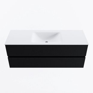 MONDIAZ VICA 130cm badmeubel onderkast Urban 2 lades. Wastafel CLOUD midden 1 kraangat, kleur Talc.