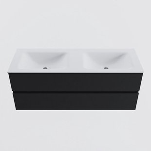 MONDIAZ VICA 130cm badmeubel onderkast Urban 2 lades. Wastafel CLOUD dubbel 2 kraangaten, kleur Talc.