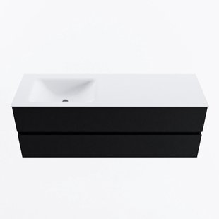 MONDIAZ VICA 140cm badmeubel onderkast Urban 2 lades. Wastafel CLOUD links 1 kraangat, kleur Talc.