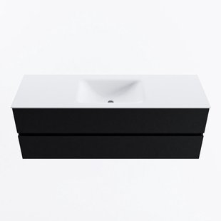 MONDIAZ VICA 140cm badmeubel onderkast Urban 2 lades. Wastafel CLOUD midden zonder kraangat, kleur Talc.