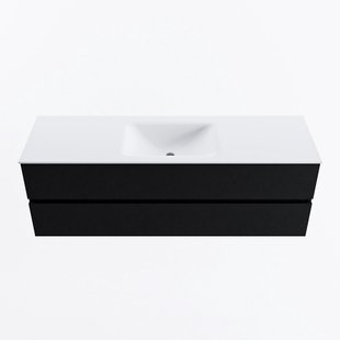 MONDIAZ VICA 150cm badmeubel onderkast Urban 2 lades. Wastafel CLOUD midden 1 kraangat, kleur Talc.