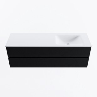 MONDIAZ VICA 150cm badmeubel onderkast Urban 2 lades. Wastafel CLOUD rechts 1 kraangat, kleur Talc.