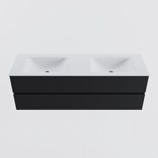 MONDIAZ VICA 150cm badmeubel onderkast Urban 2 lades. Wastafel CLOUD dubbel 2 kraangaten, kleur Talc.