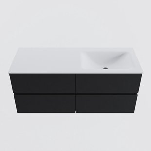 MONDIAZ VICA 120cm badmeubel onderkast Urban 4 lades. Wastafel CLOUD rechts 1 kraangat, kleur Talc.