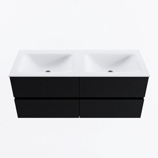 MONDIAZ VICA 120cm badmeubel onderkast Urban 4 lades. Wastafel CLOUD dubbel 2 kraangaten, kleur Talc.