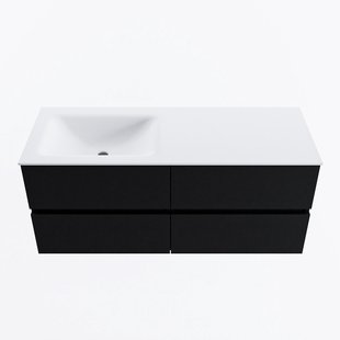 MONDIAZ VICA 120cm badmeubel onderkast Urban 4 lades. Wastafel CLOUD links zonder kraangat, kleur Talc.