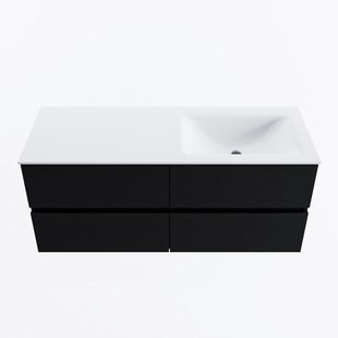 MONDIAZ VICA 120cm badmeubel onderkast Urban 4 lades. Wastafel CLOUD rechts zonder kraangat, kleur Talc.