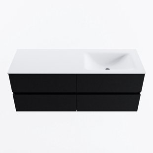 MONDIAZ VICA 130cm badmeubel onderkast Urban 4 lades. Wastafel CLOUD rechts 1 kraangat, kleur Talc.