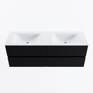 MONDIAZ VICA 140cm badmeubel onderkast Urban 4 lades. Wastafel CLOUD dubbel 2 kraangaten, kleur Talc.