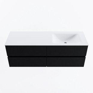 MONDIAZ VICA 140cm badmeubel onderkast Urban 4 lades. Wastafel CLOUD rechts zonder kraangat, kleur Talc.