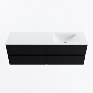 MONDIAZ VICA 150cm badmeubel onderkast Urban 4 lades. Wastafel CLOUD rechts 1 kraangat, kleur Talc.