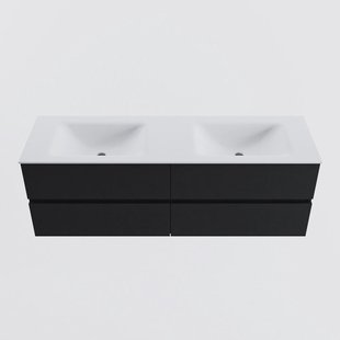 MONDIAZ VICA 150cm badmeubel onderkast Urban 4 lades. Wastafel CLOUD dubbel 2 kraangaten, kleur Talc.