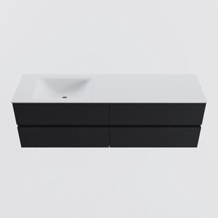 MONDIAZ VICA 160cm badmeubel onderkast Urban 4 lades. Wastafel CLOUD links 1 kraangat, kleur Talc.